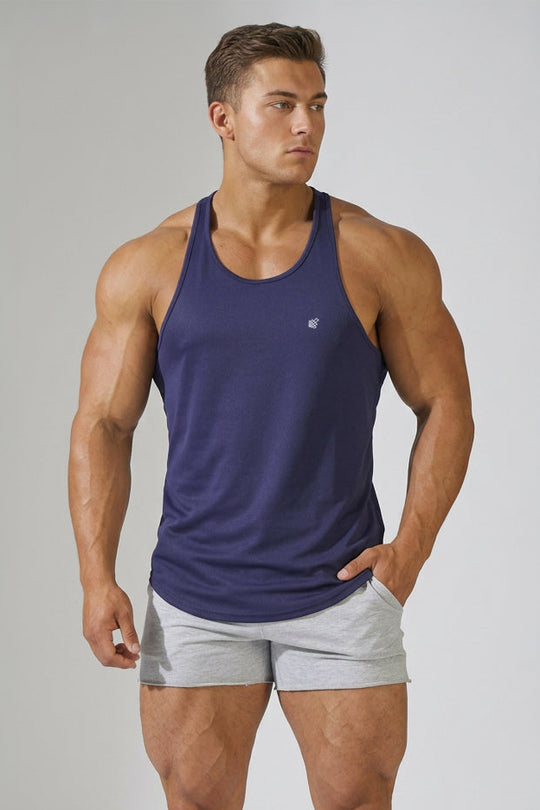 Fast-Dry Bodybuilding Workout Stringer - Midnight Navy