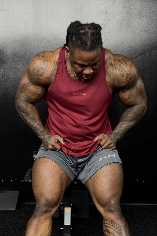Fast-Dry Bodybuilding Workout Stringer - Maroon w/ Canada Logo