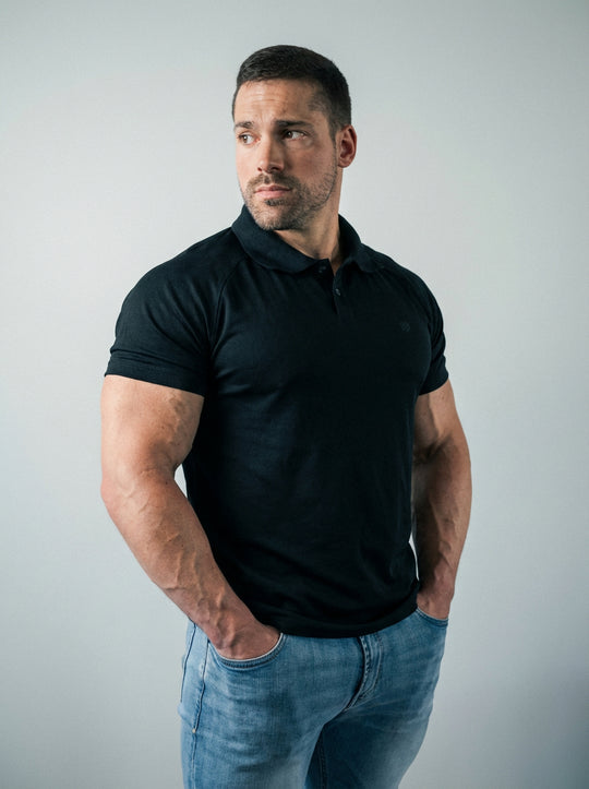 Muscle Fit All-Day Polo T-Shirt - Onyx Black