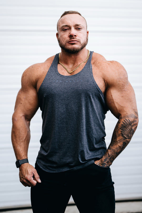 Classic Bodybuilding Racerback Stringer - Heather Gray