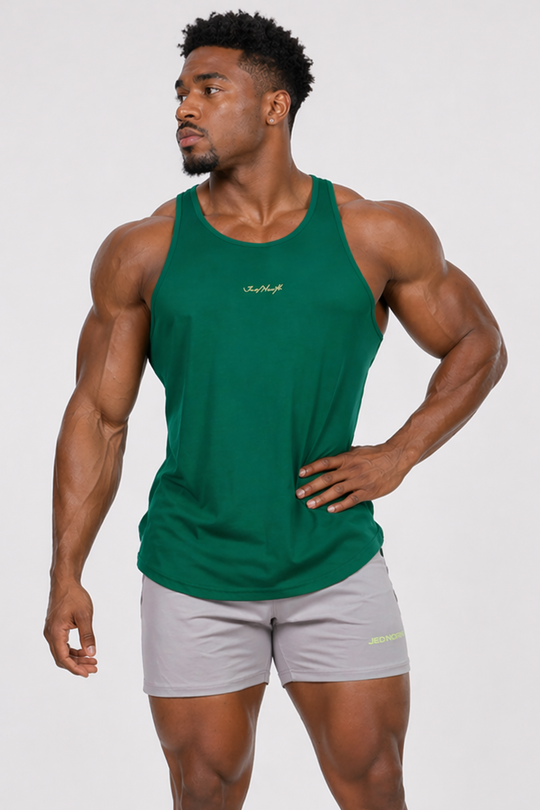 Fast-Dry Bodybuilding Workout Stringer - Green w/ Neon Logo