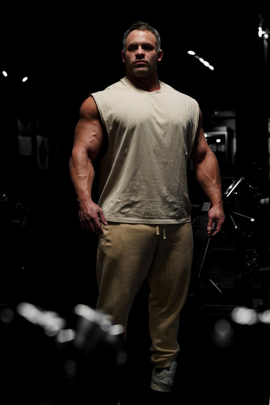 Box Cut Muscle Tee - Light Khaki