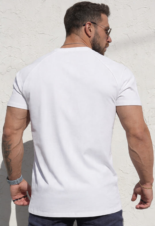 V Neck Muscle-Fit T-Shirt - White