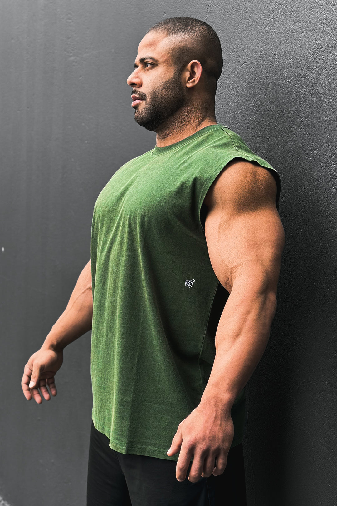 Retro Oversized Muscle Tee - Forest Green