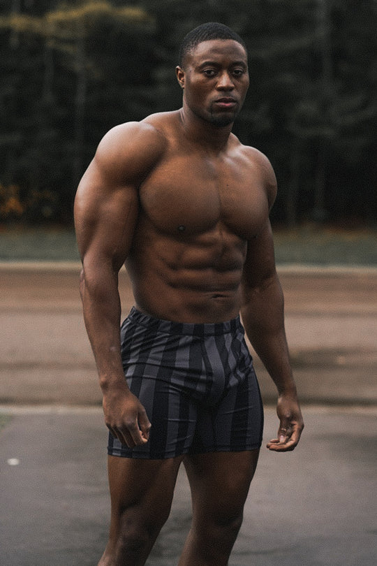 Retro Bodybuilding Shorts - Black & Gray