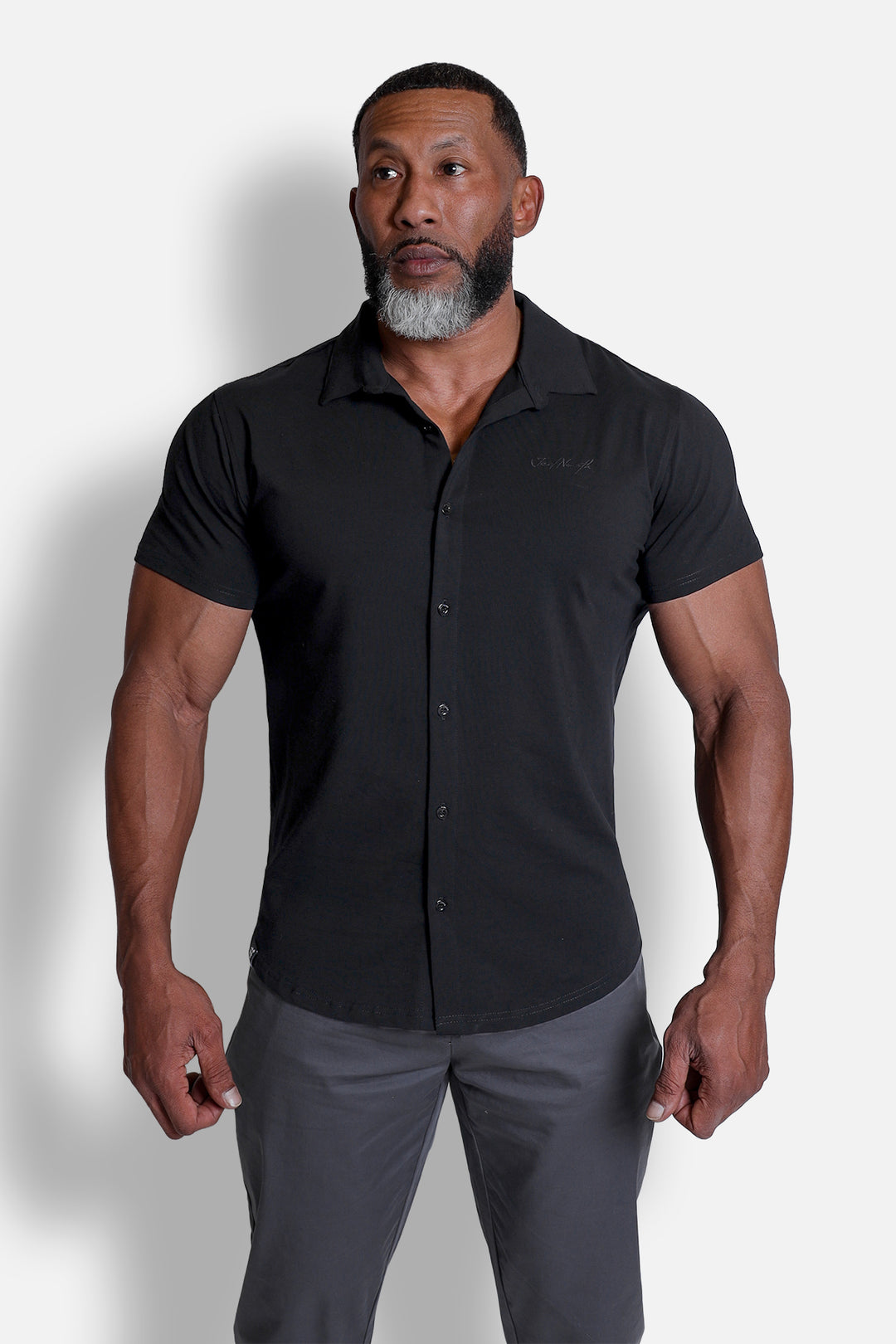 Button-up Muscle T-Shirt - Onyx Black