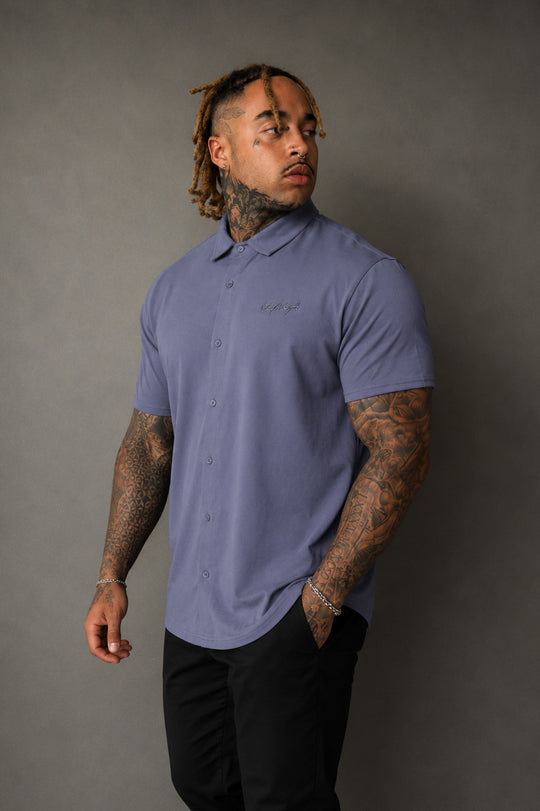 Premium Stretch Button-Up Shirt - Stone Gray