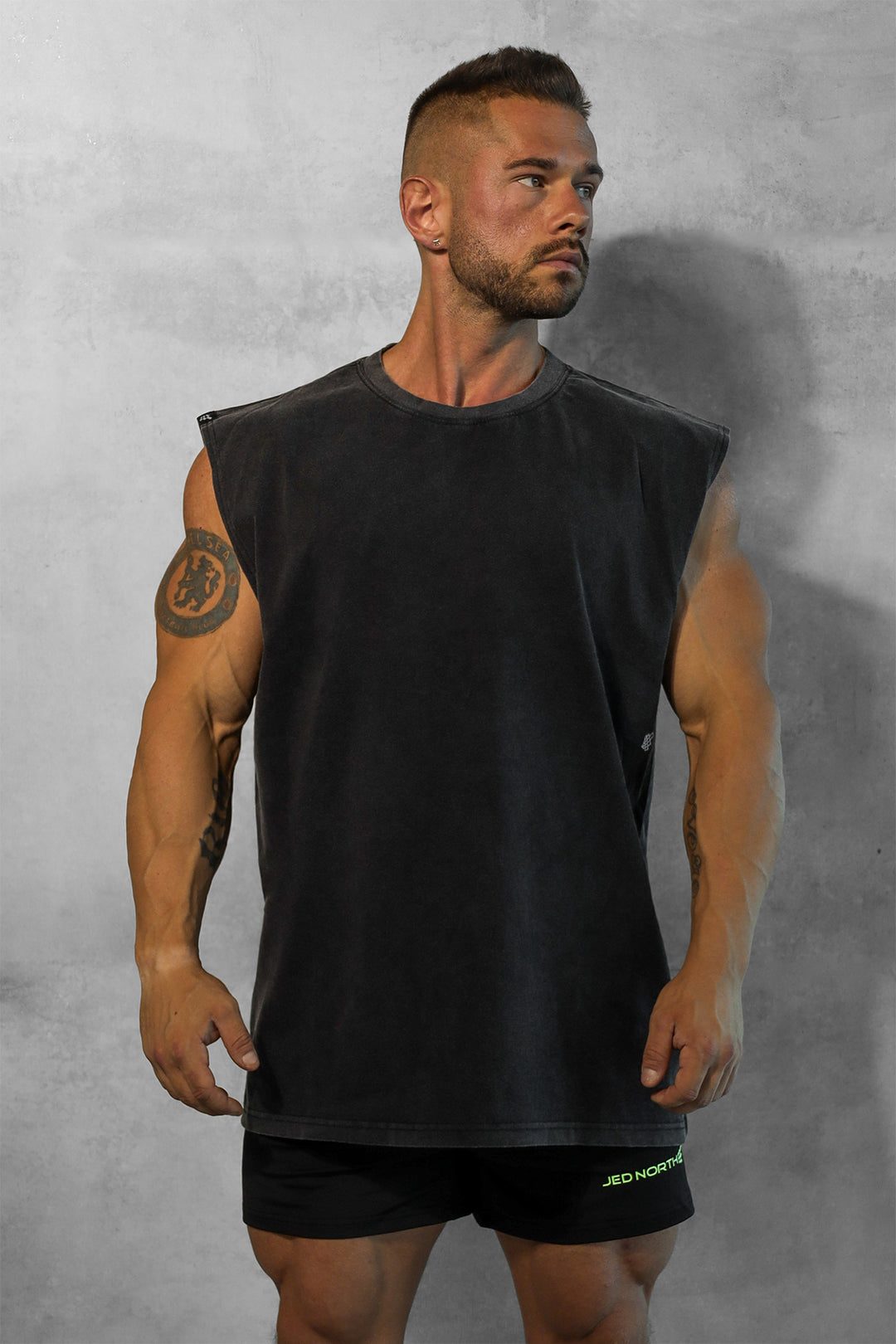 Retro Oversized Muscle Tee - Washed Black