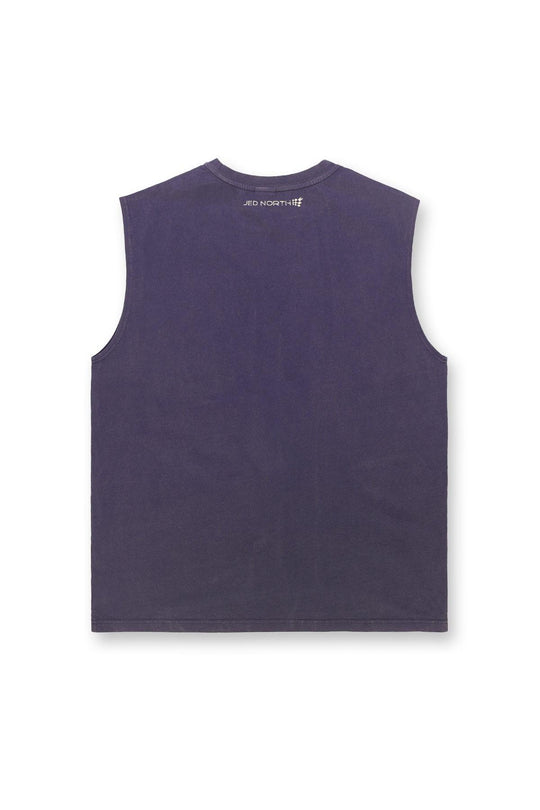 Retro Oversized Muscle Tee - Washed Navy