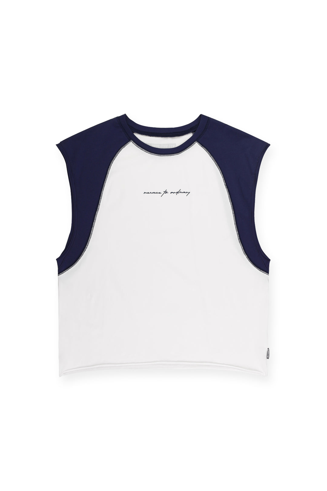 Raglan Sleeveless Tank Top - White & Navy