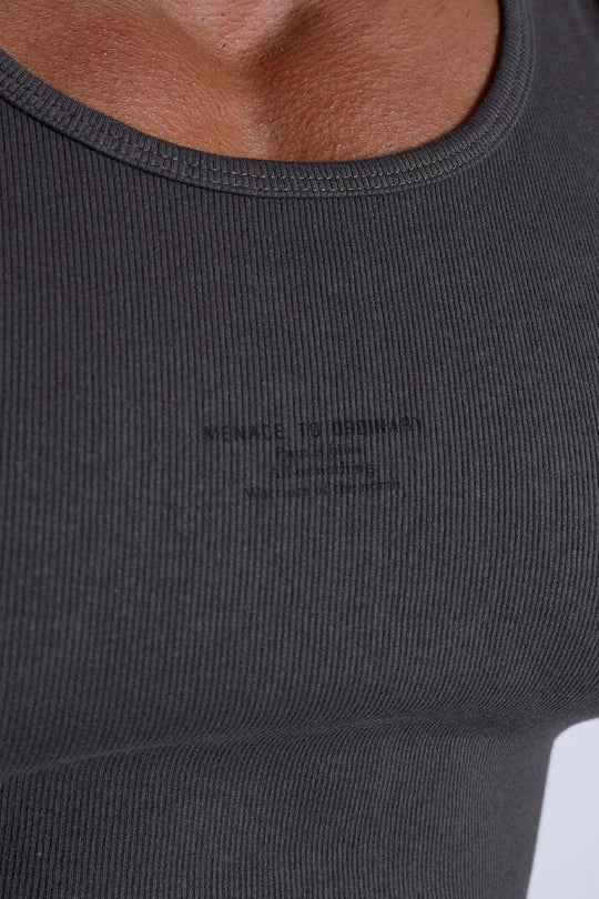 Ribbed Muscle Tank Top - Dark Gray