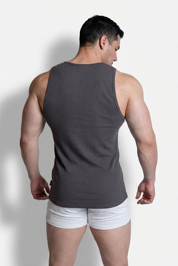 Ribbed Muscle Tank Top - Dark Gray