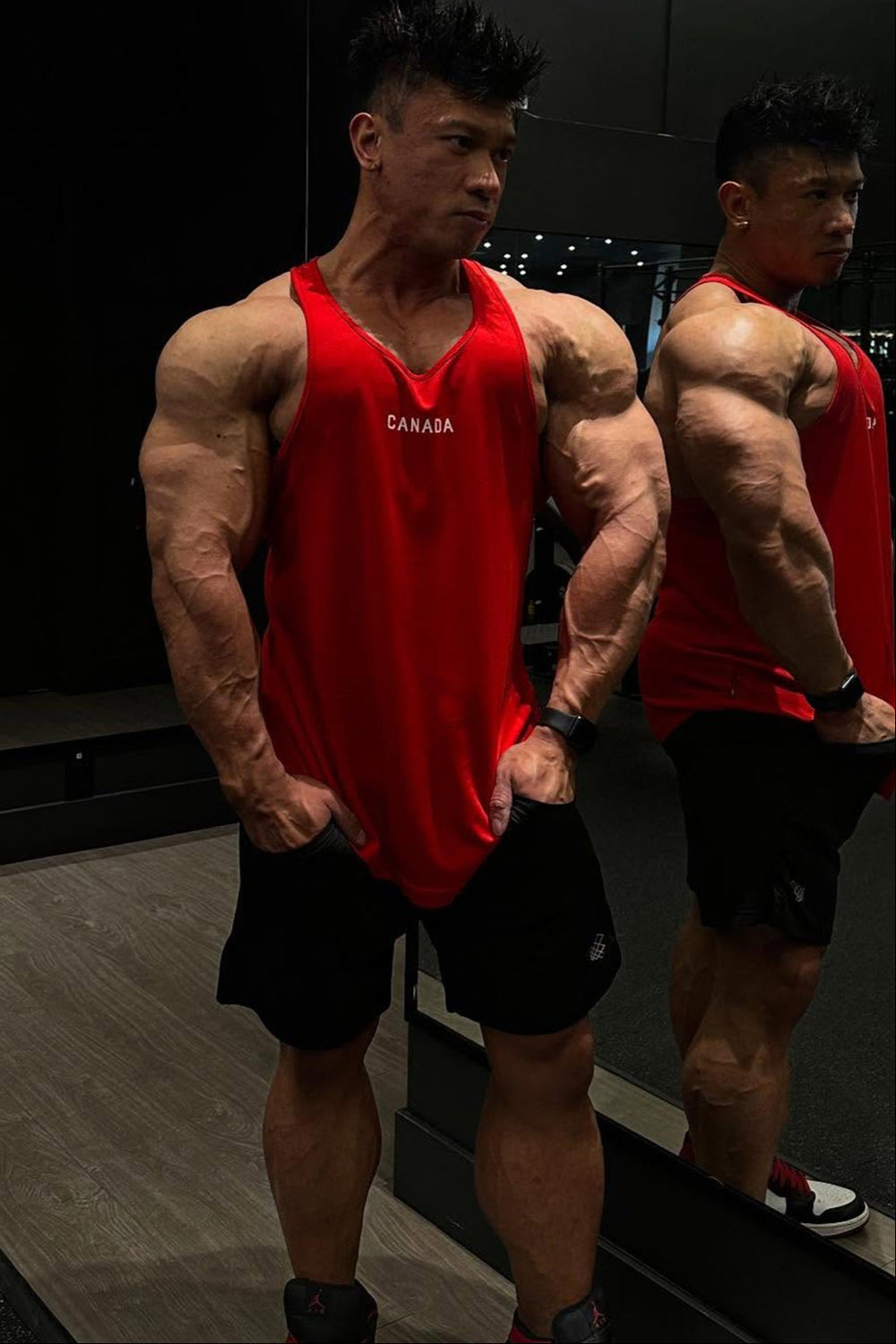 Fast-Dry Bodybuilding Workout Stringer - OH CANADA RED